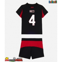 Camisa de Futebol AC Milan Samuele Ricci #4 Equipamento Principal Infantil 2025-26 Manga Curta (+ Calças curtas)